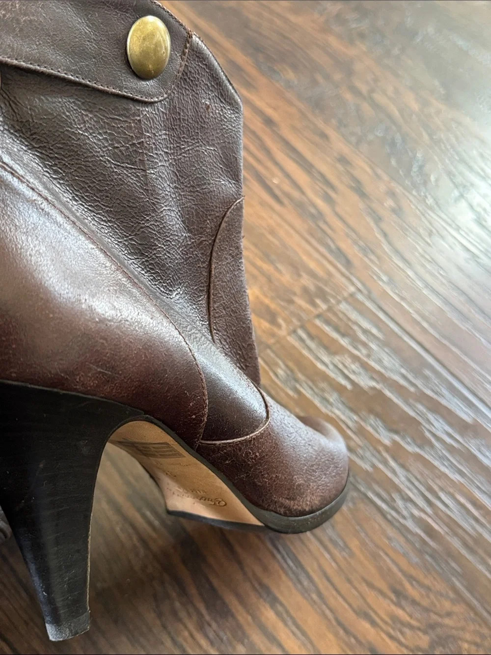 Faconnable Dark Brown Leather Pointed Toe Ankle Booties